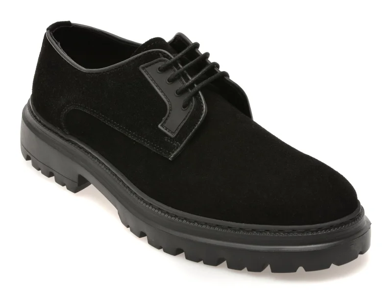 Pantofi BITE THE BULLET negri, BLE3344, din piele intoarsa