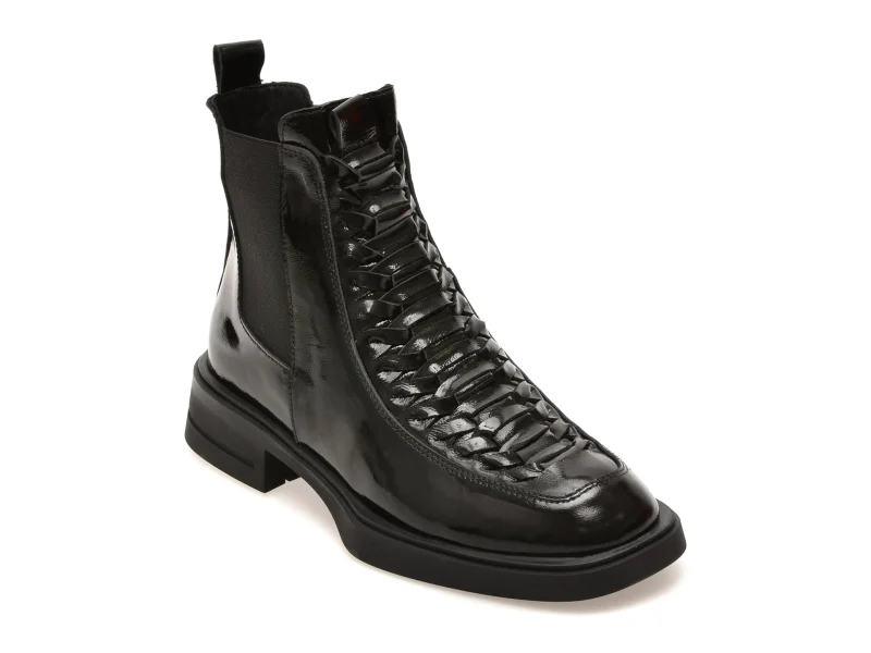 Ghete EPICA negre, 550501, din piele naturala lacuita