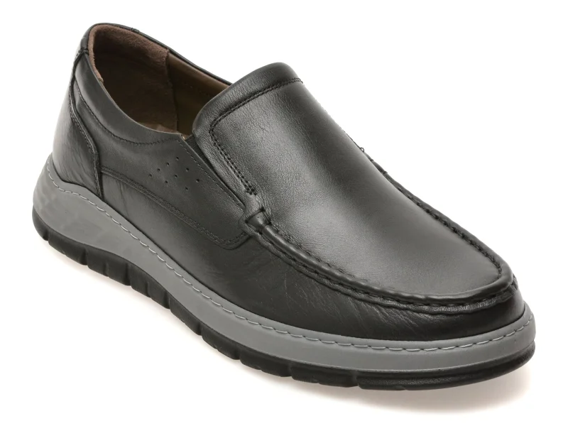 Mocasini OTTER negri, UZ507, din piele naturala
