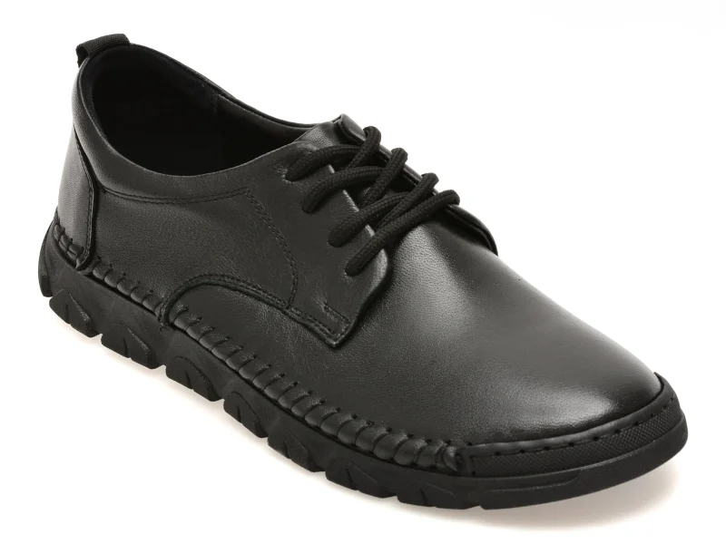 Pantofi OTTER negri, DD4106, din piele naturala