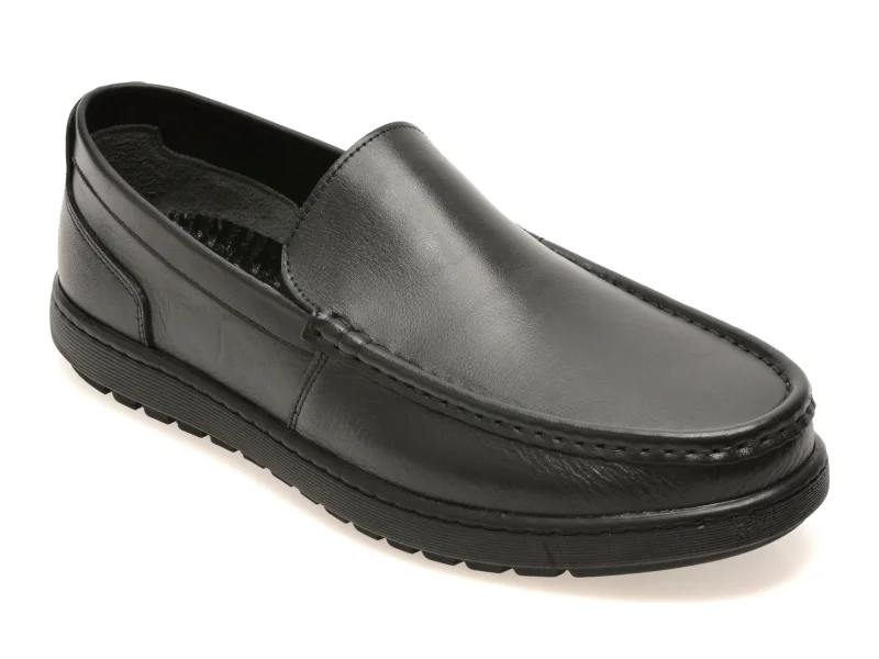 Mocasini OTTER negri, FL565F, din piele naturala