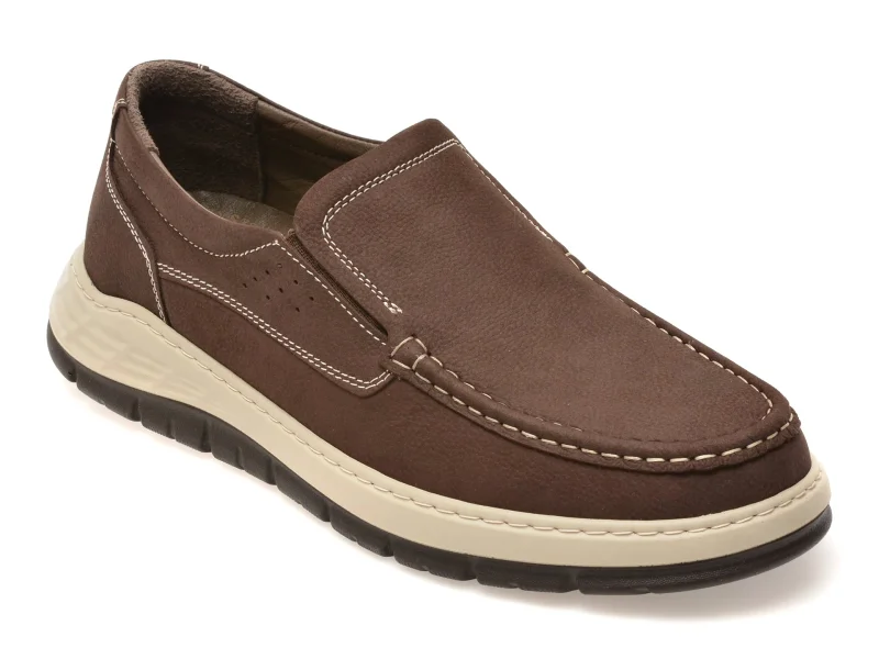 Mocasini OTTER maro, UZ507, din nabuc