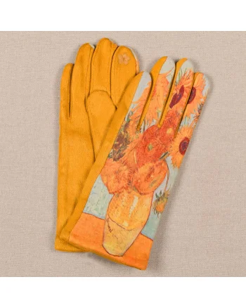 Manusi dama, textil cu imprimeu inspirat din pictura celebra