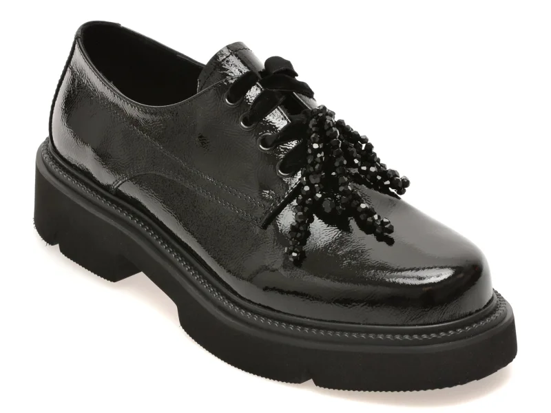 Pantofi EPICA negri, 5S549, din piele naturala lacuita