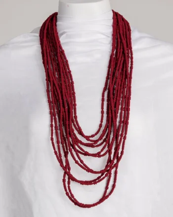 Colier lung multiE ir bordo textil ,   design fluid, elegant