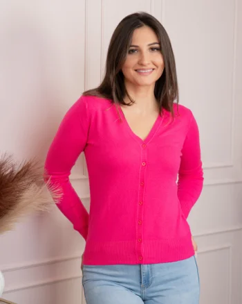 Pulover dama ciclam cu casmir si nasturi Justine