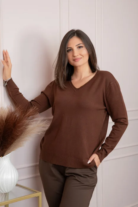 Pulover dama maro cu casmir si decolteu in V Doreen