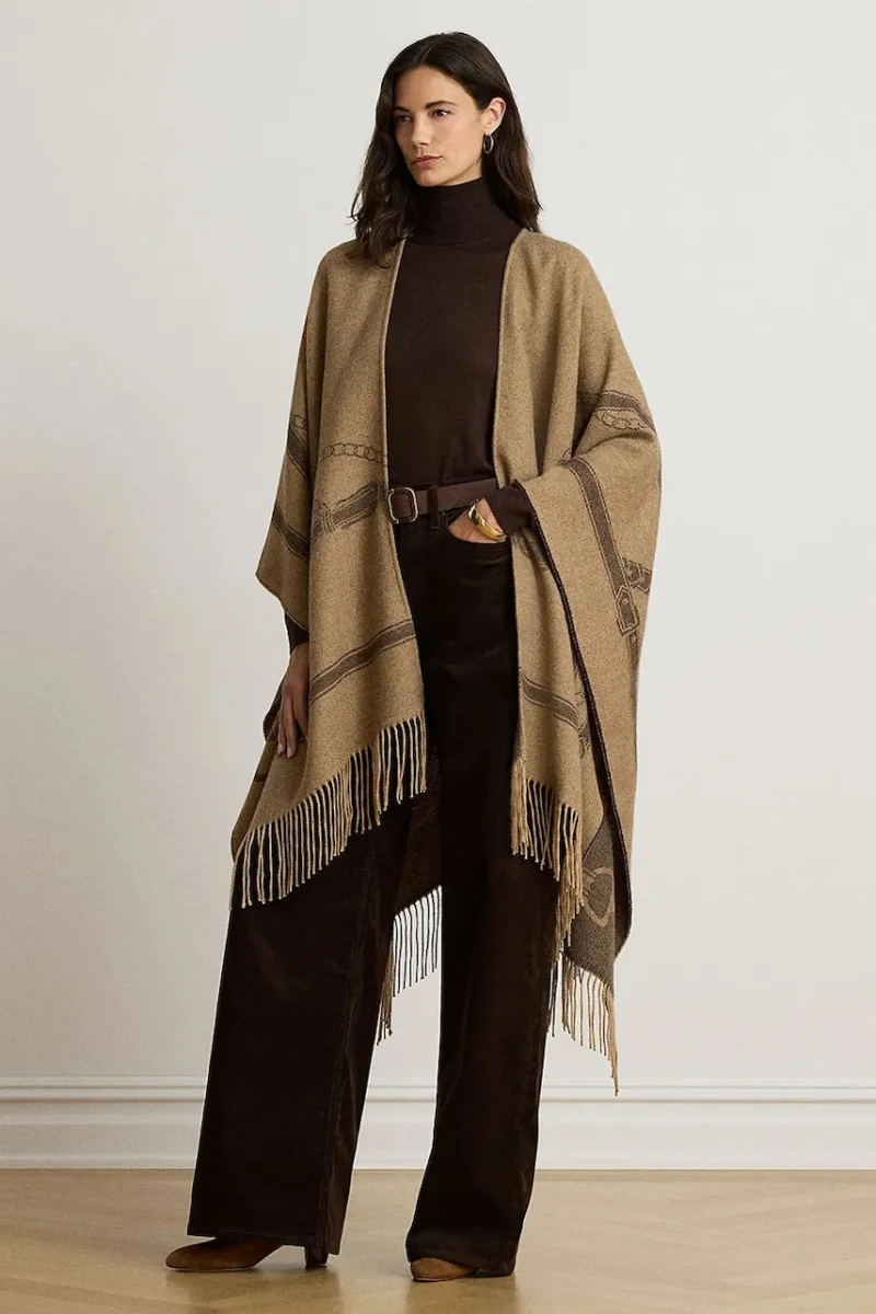 Lauren Ralph Lauren  poncho pentru femei cu lână
