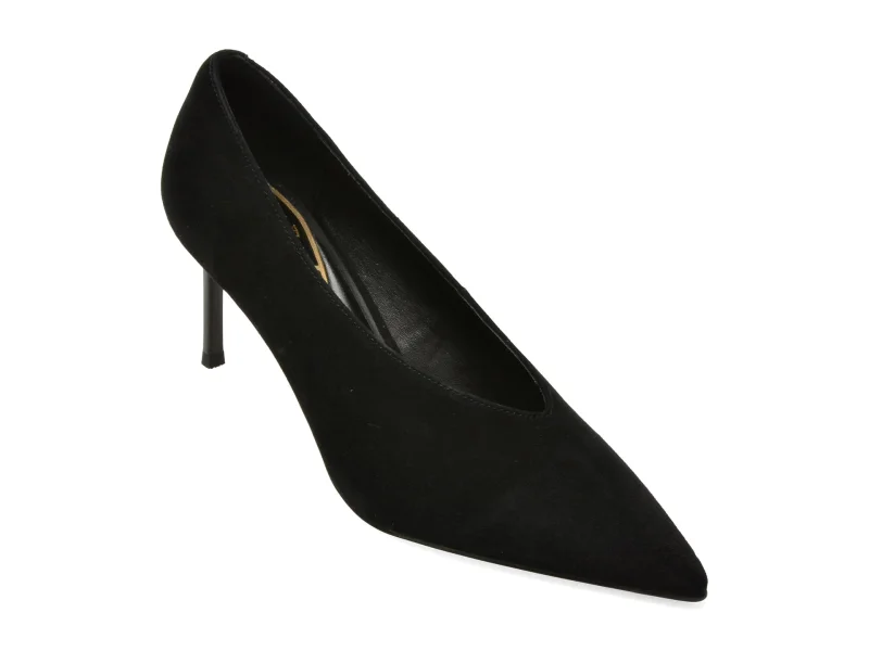 Pantofi eleganti EPICA negri, H692, din piele intoarsa