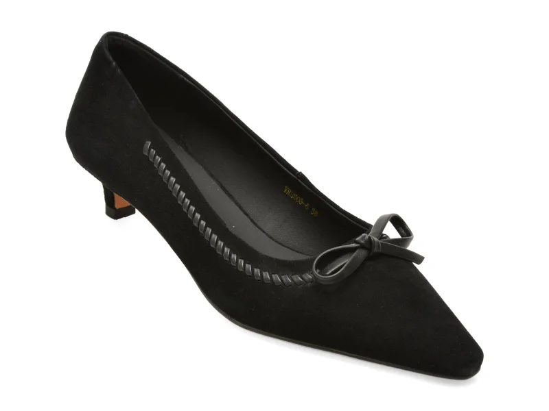 Pantofi eleganti EPICA negri, YRH603, din piele intoarsa