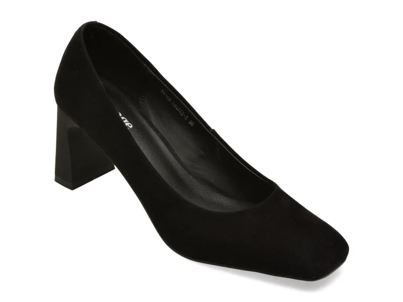 Pantofi IMAGE negri, 82982, din piele intoarsa