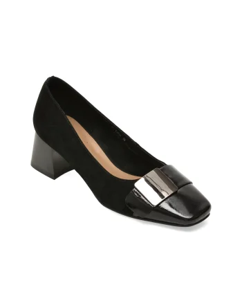 Pantofi EPICA negri, 1C4506, din piele intoarsa