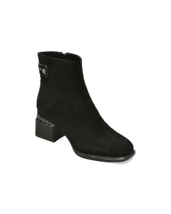 Ghete EPICA negre, RA2863, din piele intoarsa