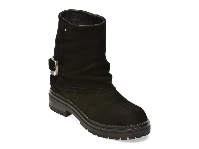Ghete EPICA negre, 500001, din piele intoarsa