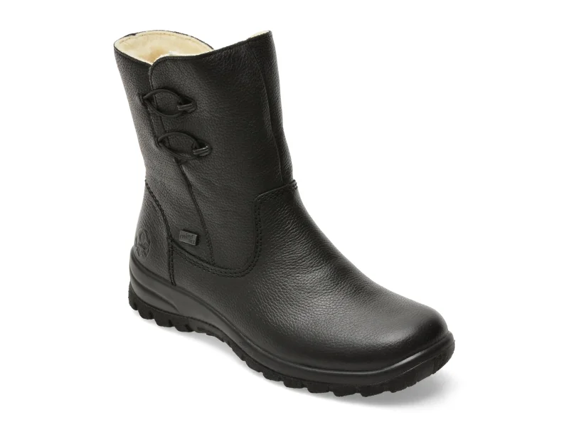 Ghete RIEKER negre, Z7172, din piele naturala