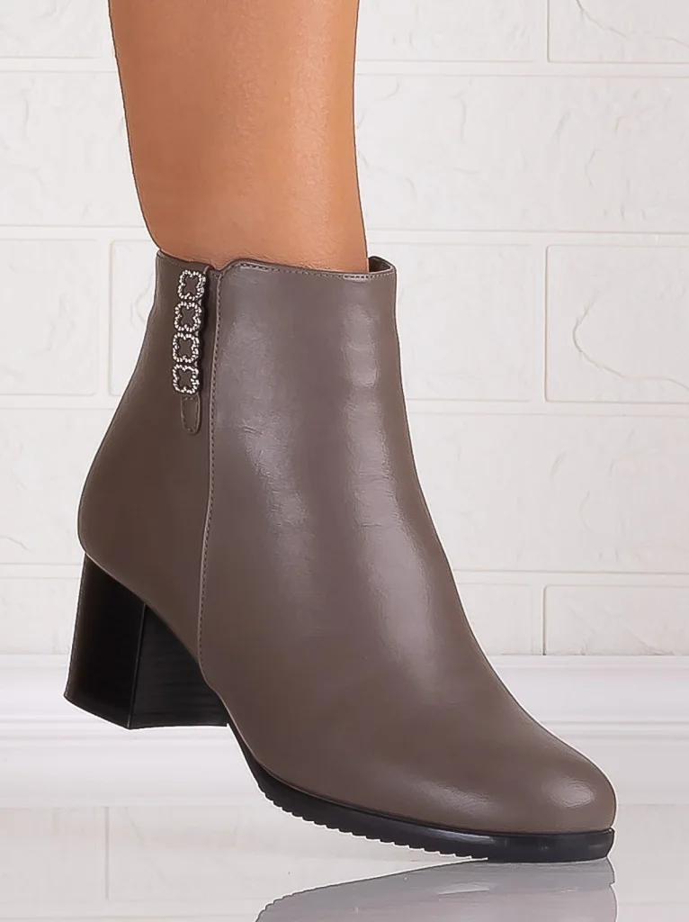 Botine Dama Imblanite Gri din Piele Ecologica Omania