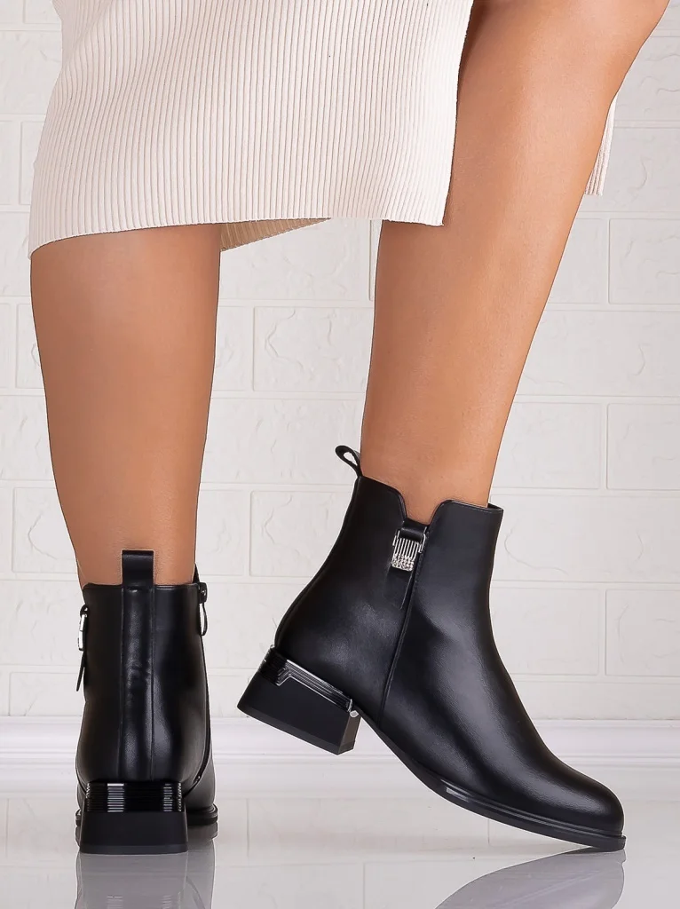 Botine Dama Negre din Piele Ecologica Sevia