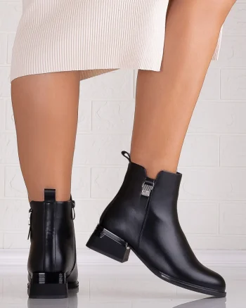 Botine Dama Negre din Piele Ecologica Sevia