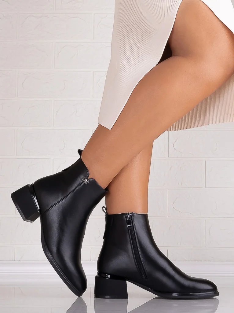 Botine Dama Negre din Piele Ecologica Empira
