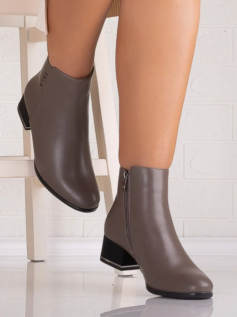 Botine Dama Gri din Piele Ecologica Eleta
