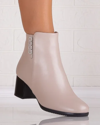 Botine Dama Imblanite Bej din Piele Ecologica Omania