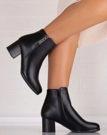 Botine Dama Imblanite Negre din Piele Ecologica Omania