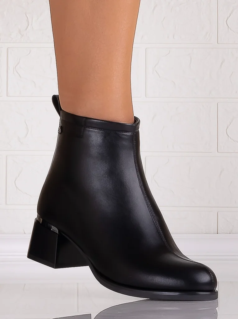 Botine Dama Imblanite Negre din Piele Ecologica Lilita