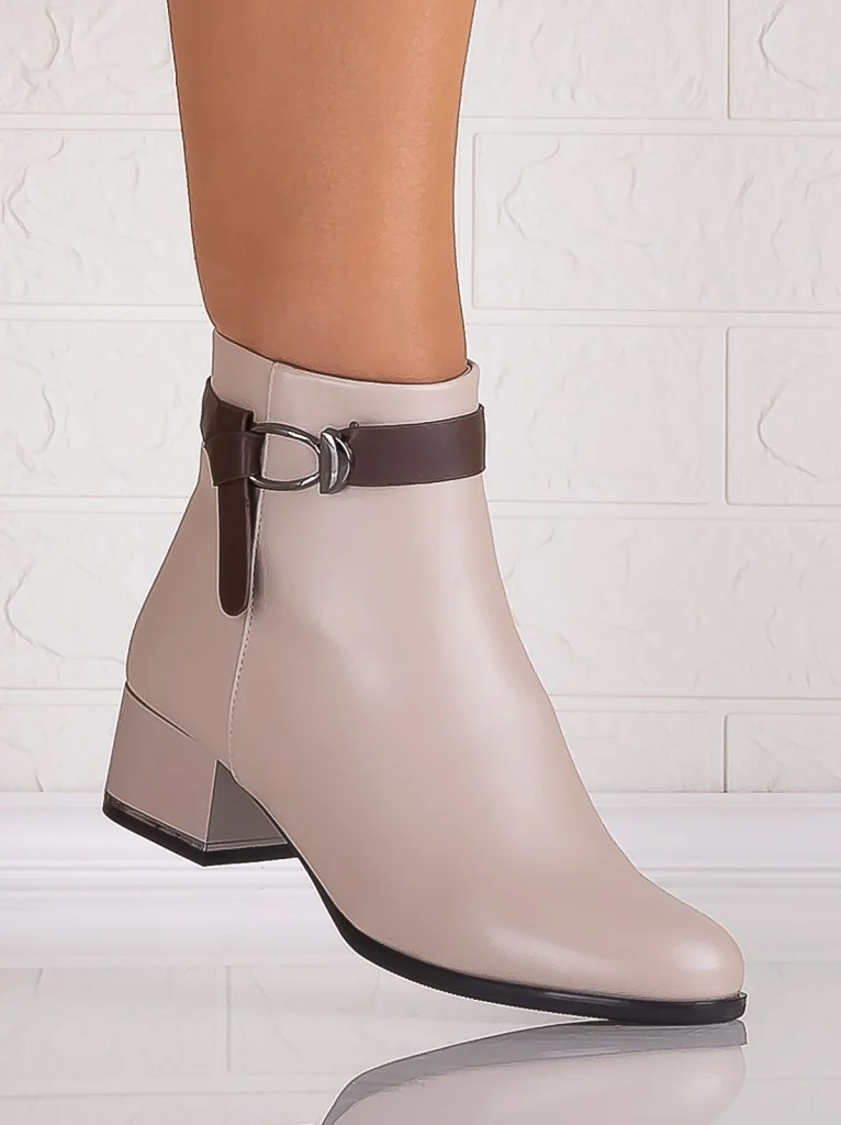 Botine Dama Bej din Piele Ecologica Vivienna