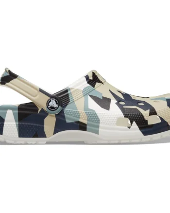Saboti Crocs Classic Geo Camo Clog Alb - White/Multi