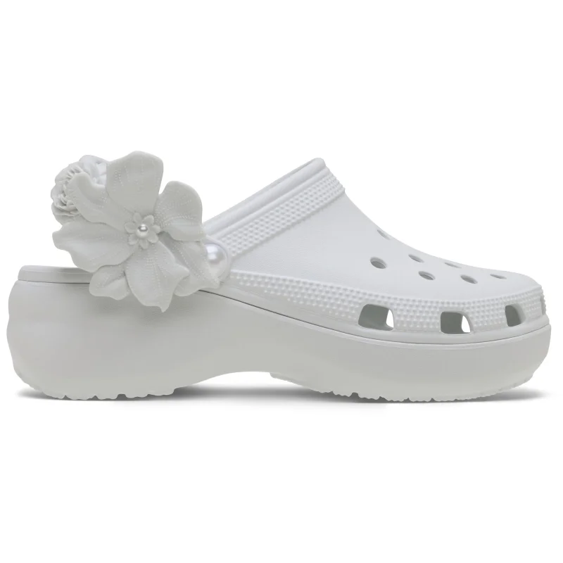 Saboti Crocs Classic Platform Bouquet Clog Alb - Moonlight