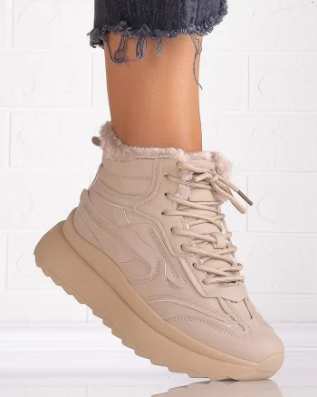 Sneakers dama Imblaniti Bej din Piele Ecologica Kandela