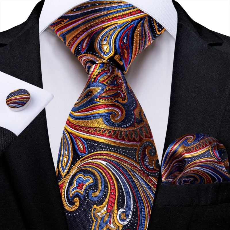 Set cravata multicolora + batista + butoni - matase - model 90