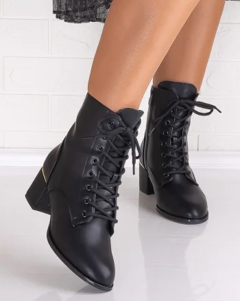 Botine Dama Imblanite Negre din Piele Ecologica Feliana