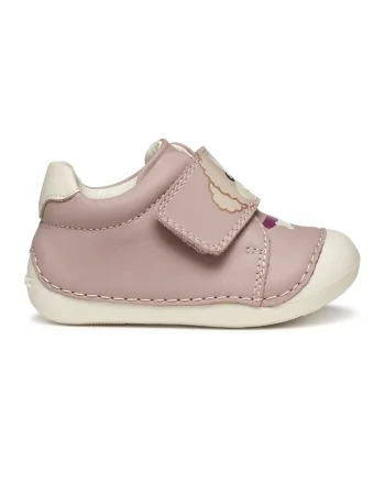 Pantofi sport Tutim din piele cu inchidere velcro - Bej/Roz prafuit