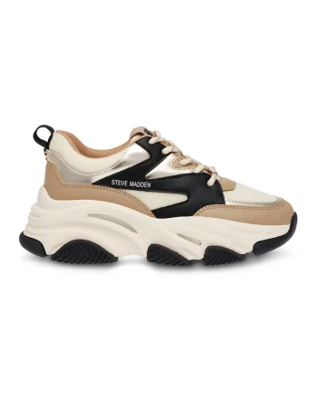 Pantofi sport cu aspect masiv Progressive - Negru/Maro camel/Crem