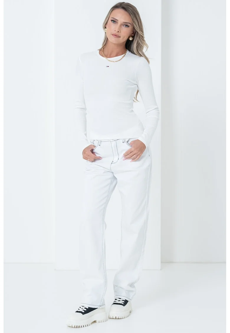 Bluza slim fit cu broderie logo discreta - Alb/Alb murdar