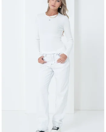 Bluza slim fit cu broderie logo discreta - Alb/Alb murdar