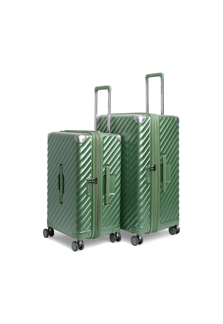Set trolere extensibile  Trunk - policarbonat - 2 bagaje de cala - cifru TSA - 4 roti cu suspensii - verde - 67 cm/79 cm
