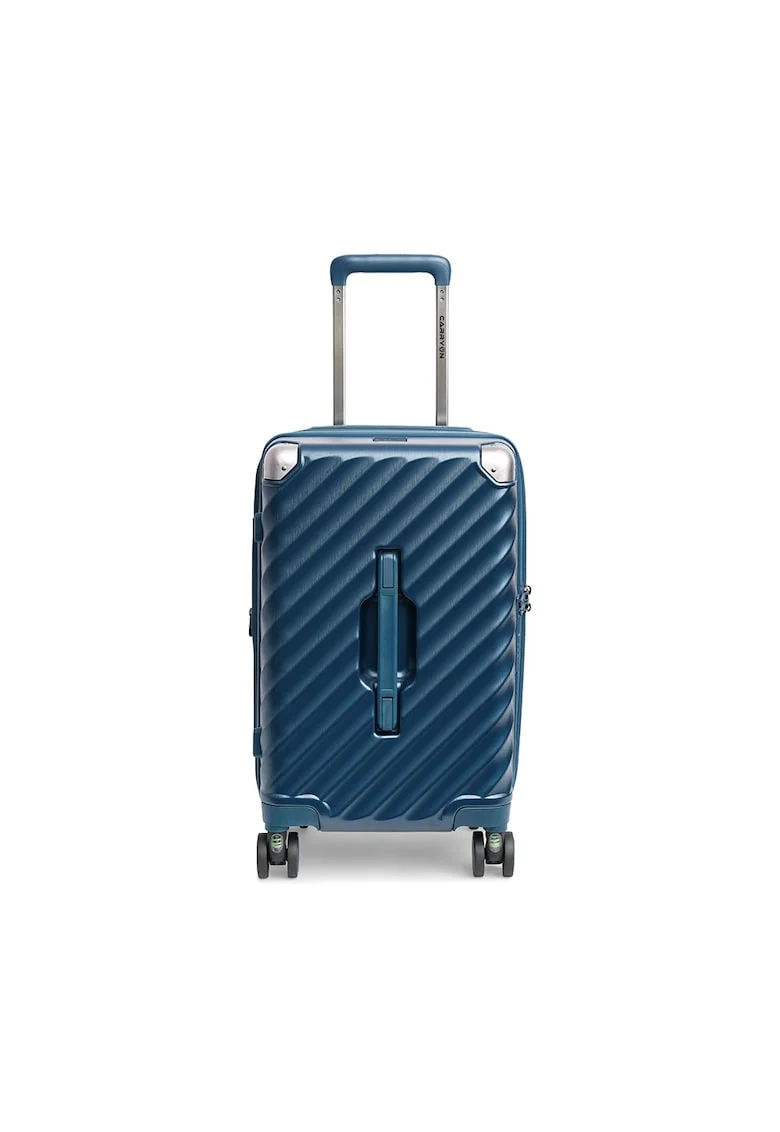 Troler cabina extensibil  Trunk - policarbonat - 56x26x24 cm - bagaj de mana - cifru TSA - 4 roti cu suspensii - albastru - 56 cm