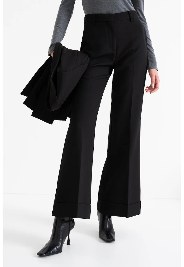 Pantaloni evazati cu talie inalta - Negru