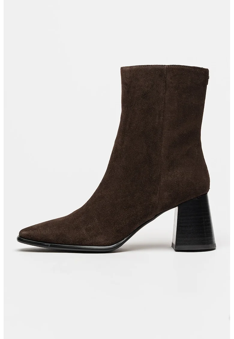 Botine din piele intoarsa cu fermoar Jade - Maro inchis
