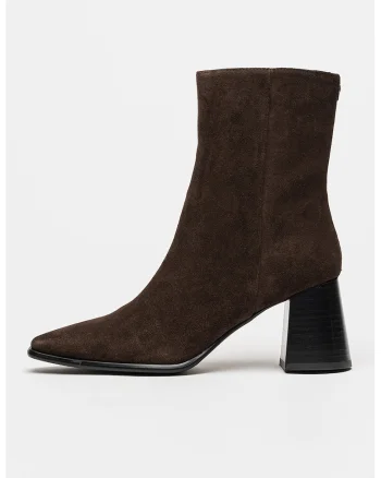 Botine din piele intoarsa cu fermoar Jade - Maro inchis