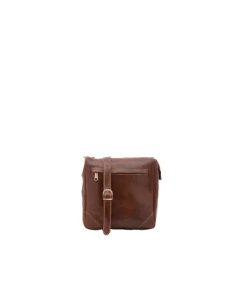 Geanta crossbody de piele cu bareta ajustabila - Maro