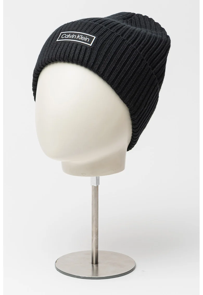 Caciula striata din amestec de casmir - Negru