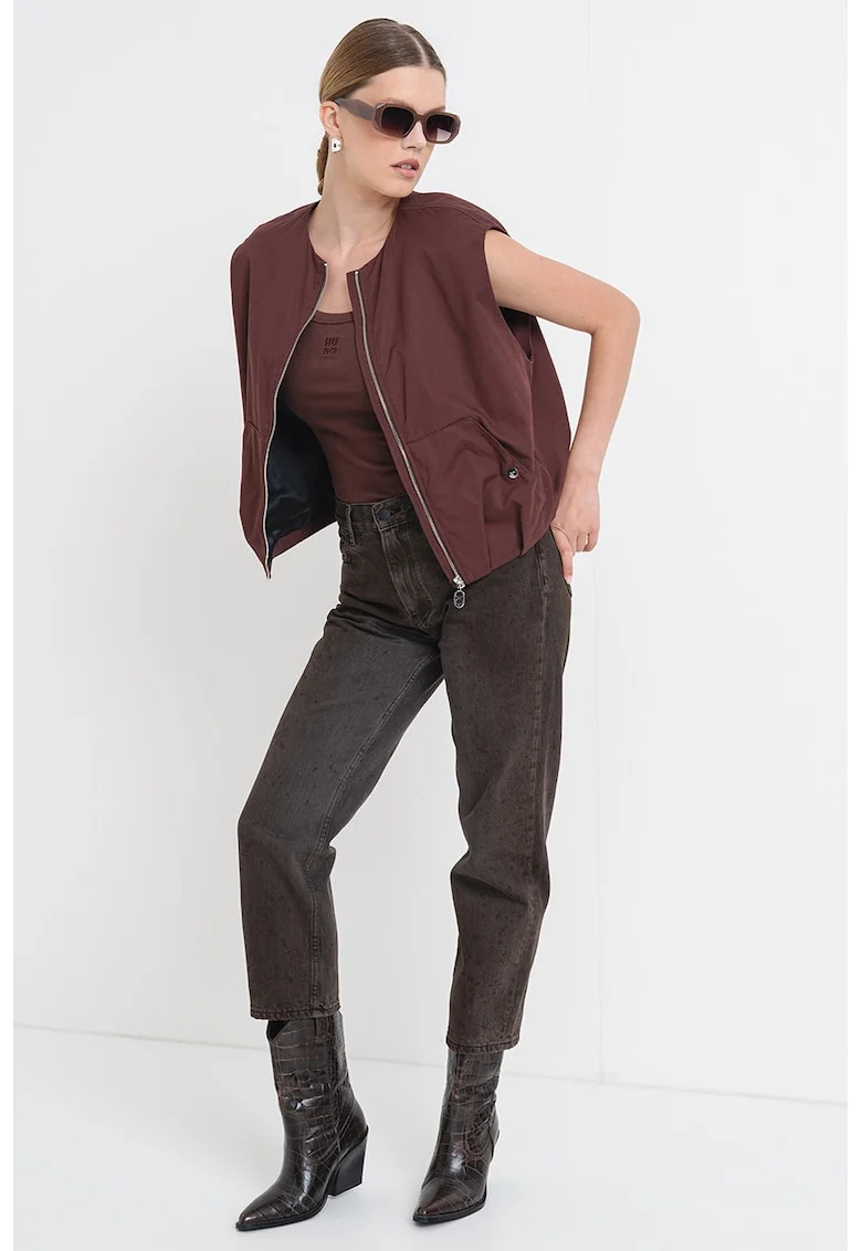 Vesta relaxed fit cu fermoar Azelda - Maro