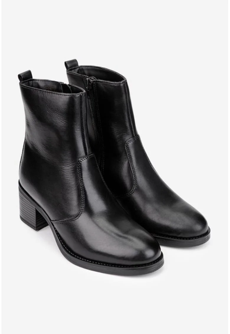 Botine dama din piele naturala - Negru
