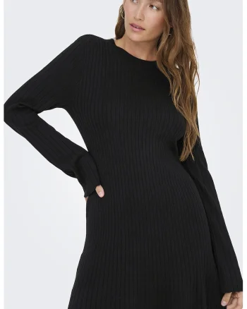 Rochie tricotata si striata - Negru