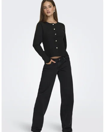 Cardigan slim fit cu capse - Negru