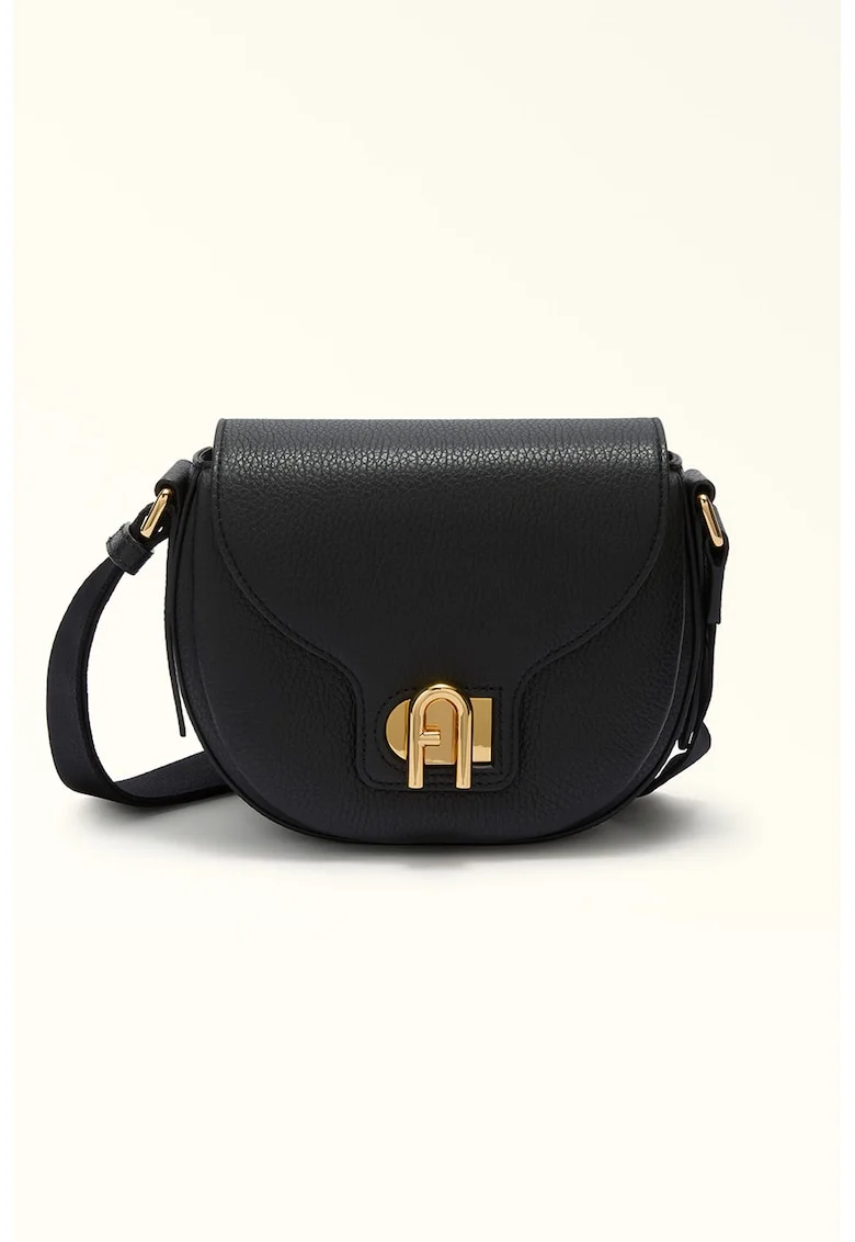 Geanta crossbody din piele cu aspect granulat Lotus - Negru