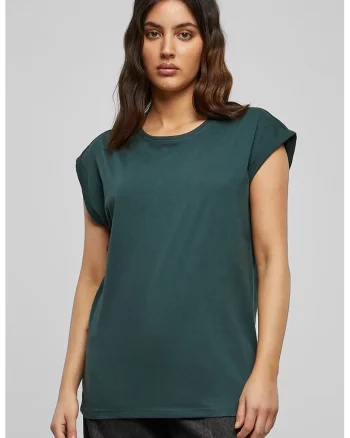 Tricou de bumbac cu decolteu rotund - Verde inchis